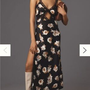 BY ANTHROPOLOGIE LACE-TRIMMED REVERSIBLE SLIP DRESS